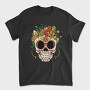 Sugar Skull And Flowers Traditional, Tricou Barbati (Unisex)