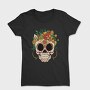 Sugar Skull And Flowers Traditional, Tricou Femei