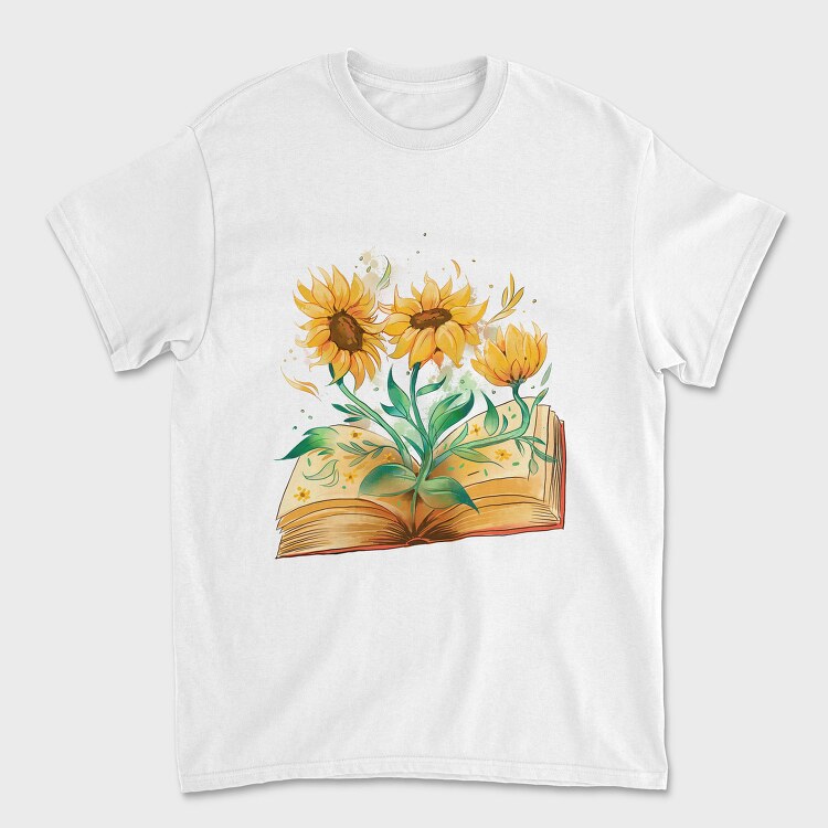 Sunflowers Coming Out Of Book Watercolor, Tricou Barbati (Unisex)