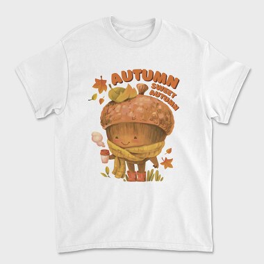 Sweet Autumn Acorn Cozy Coffee Character, Tricou Barbati (Unisex)