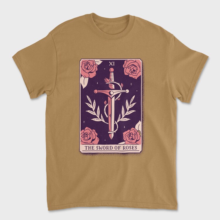 Sword And Roses Mystical Tarot Card The Sword Of Roses 11, Tricou Barbati (Unisex)