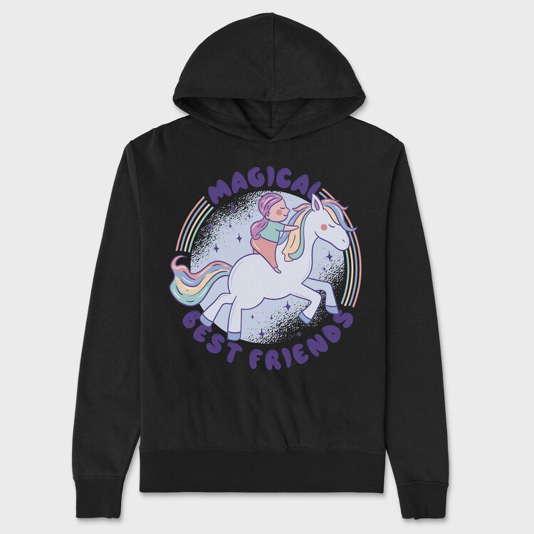 Girl And Pony Best Friend Quote Magical, Hanorac Oversize Barbati (Unisex)
