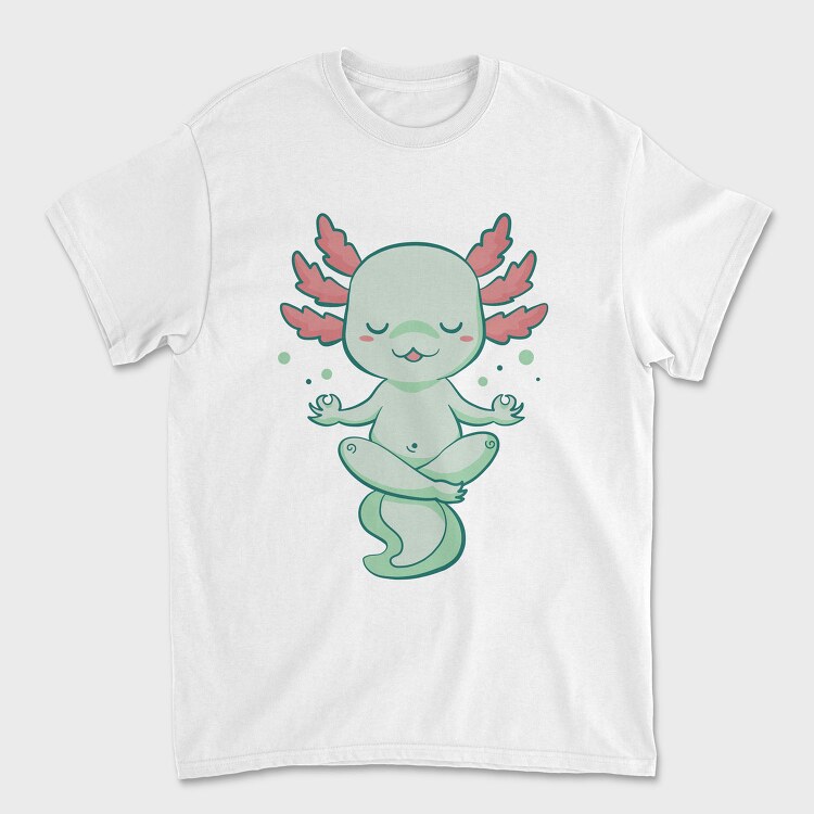 Kawaii Axolotl Meditating, Tricou Barbati (Unisex)