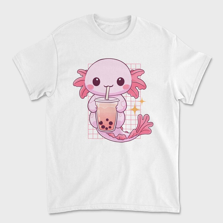 Kawaii Axolotl Mermaid Boba Tea Tote, Tricou Barbati (Unisex)