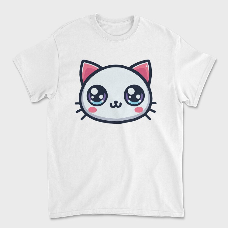 Kawaii Cute Cat Face, Tricou Barbati (Unisex)