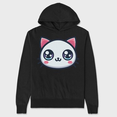 Kawaii Cute Cat Face, Hanorac Oversize Barbati (Unisex)