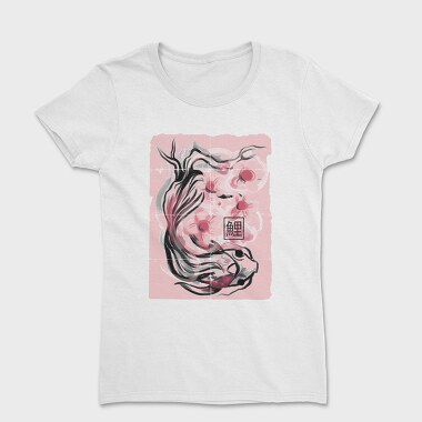 Koi Fish Animal Sakura Flowers, Tricou Femei