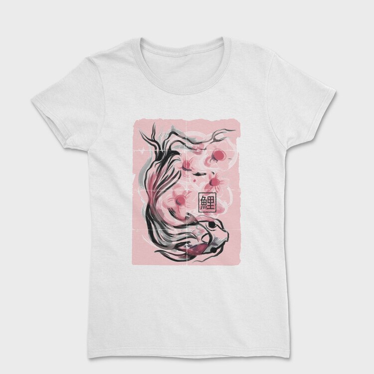 Koi Fish Animal Sakura Flowers, Tricou Femei