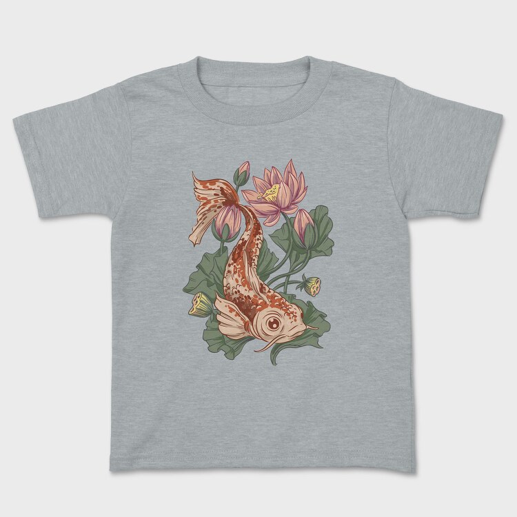 Koi Fish Lotus Illustration 04, Tricou Copii