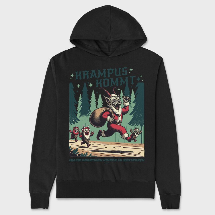 Krampus Comes Retro Comic, Hanorac Oversize Barbati (Unisex)