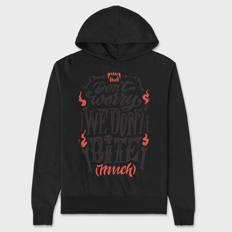 Halloween Vampire Quote We Don'T Bite Much, Hanorac Oversize Barbati (Unisex)