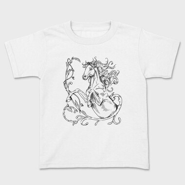 Hand Drawn Antique Horse Animal, Tricou Copii
