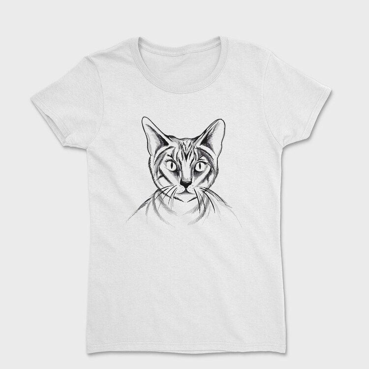 Hand Drawn Cat, Tricou Femei