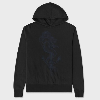 Hand Drawn Mermaid Siren And Anchor, Hanorac Oversize Barbati (Unisex)