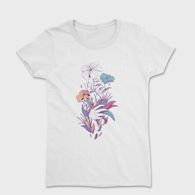 Hands With Flowers And Leaves Plants, Tricou Femei
