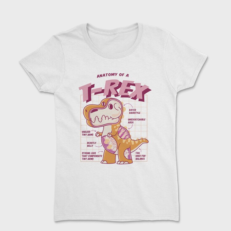 T Rex Anatomy Funny, Tricou Femei