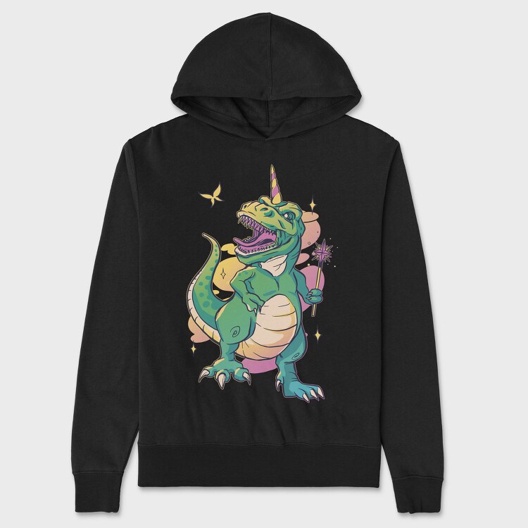 T Rex With Magic Wand Dino Fairy, Hanorac Oversize Barbati (Unisex)
