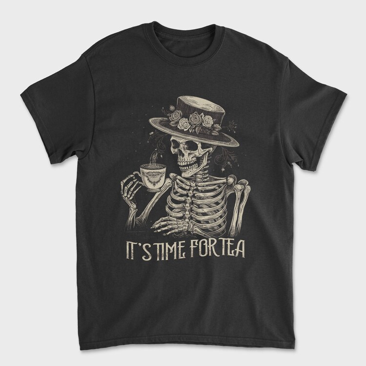 Tea Time Skeleton Grunge, Tricou Barbati (Unisex)
