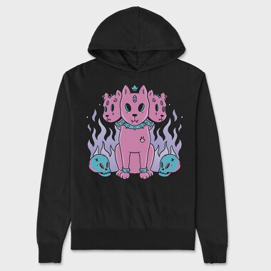 Three Headed Dog Pastel Goth Pink, Hanorac Oversize Barbati (Unisex)