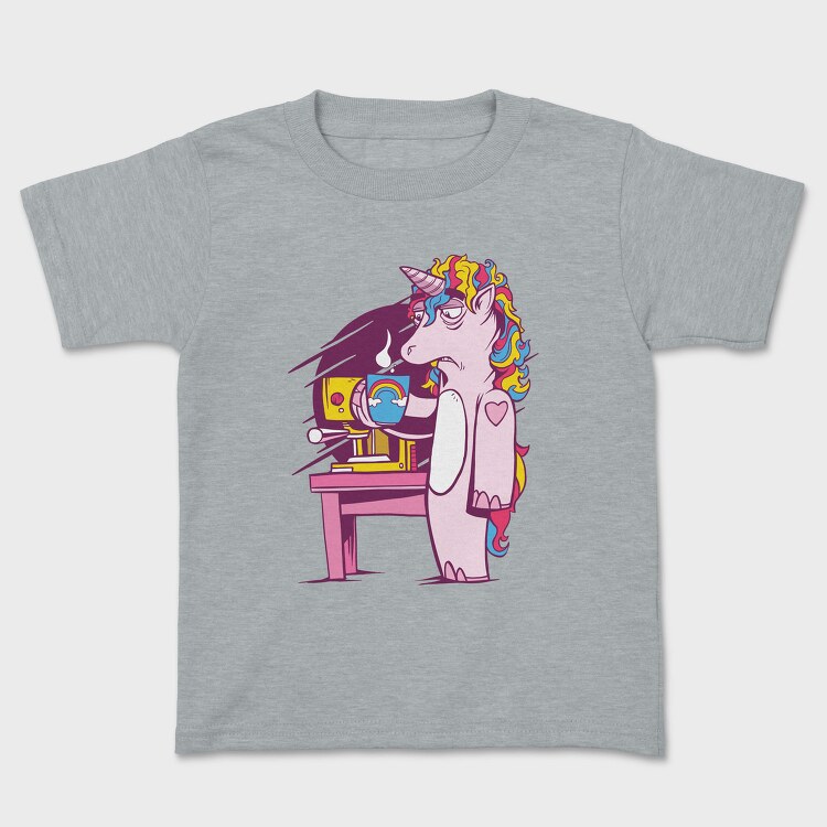 Tired Unicorn With Coffee, Tricou Copii