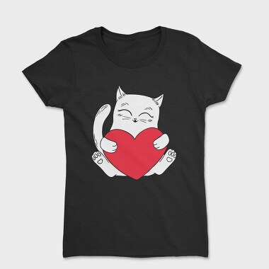Cat Holding Heart, Tricou Femei