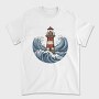 Lighthouse And Waves Sea, Tricou Barbati (Unisex)