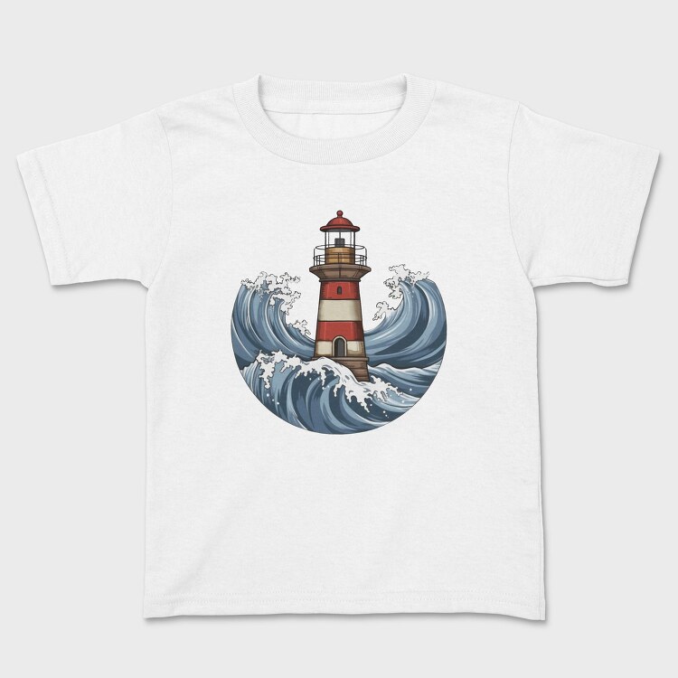 Lighthouse And Waves Sea, Tricou Copii