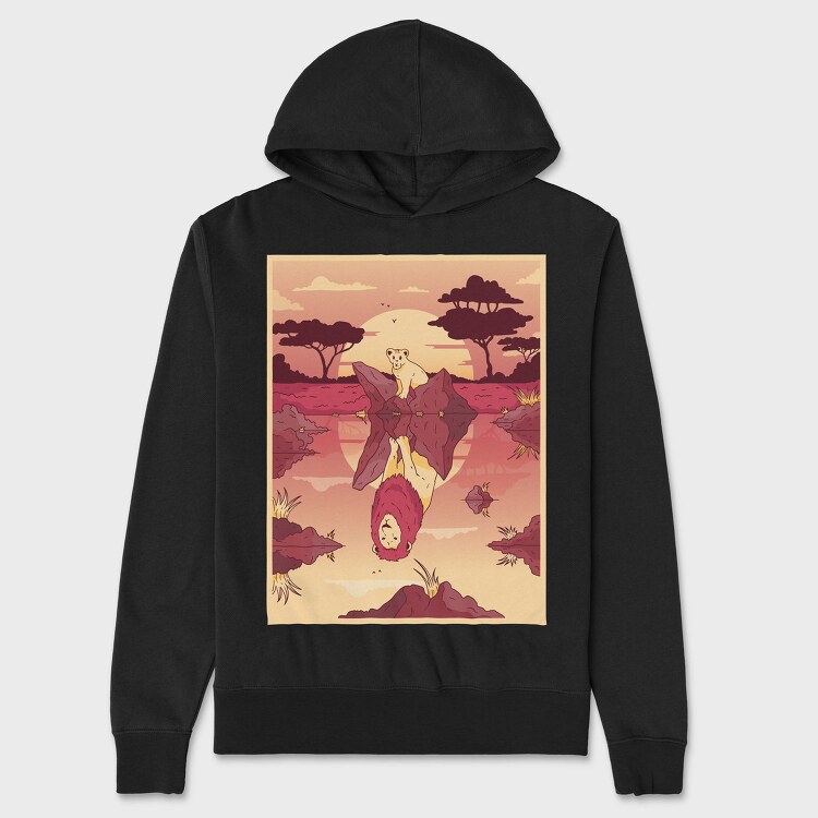 Lion Pool Reflection, Hanorac Oversize Barbati (Unisex)