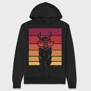 Llama Animal Retro Sunset, Hanorac Oversize Barbati (Unisex)