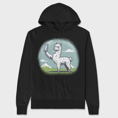 Llama Selfie Request, Hanorac Oversize Barbati (Unisex)