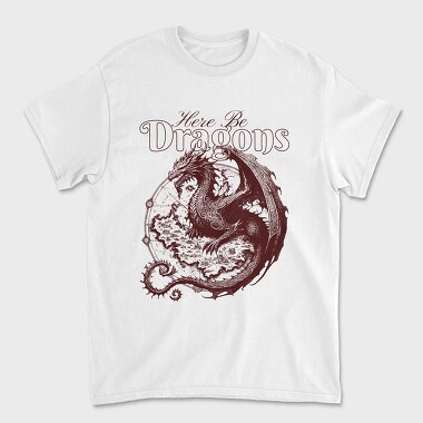 Here Be Dragons Fantasy, Tricou Barbati (Unisex)
