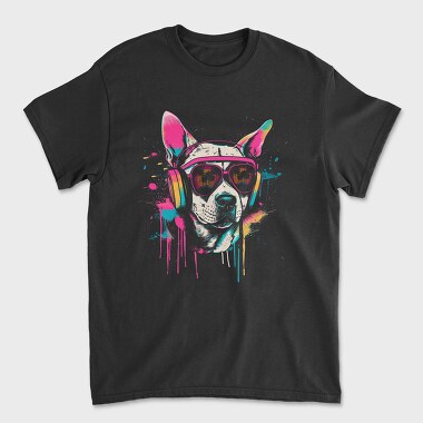 Hip Dog With Headphones Summer Dj, Tricou Barbati (Unisex)