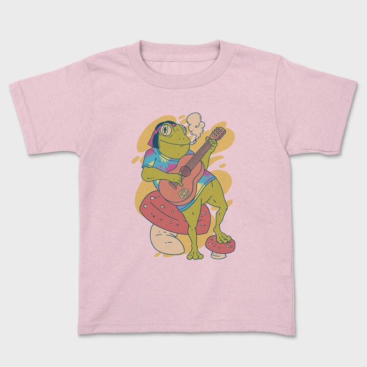 Hippie Frog Playing Guitar, Tricou Copii