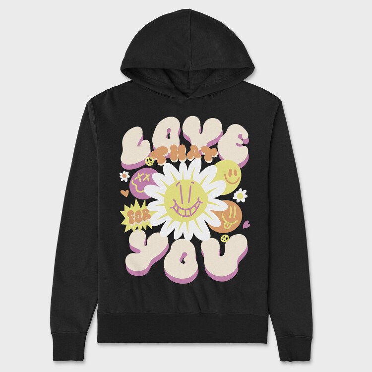 Hippie Love Quote, Hanorac Oversize Barbati (Unisex)