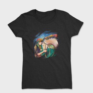 Horse Girl Colorful Hair, Tricou Femei