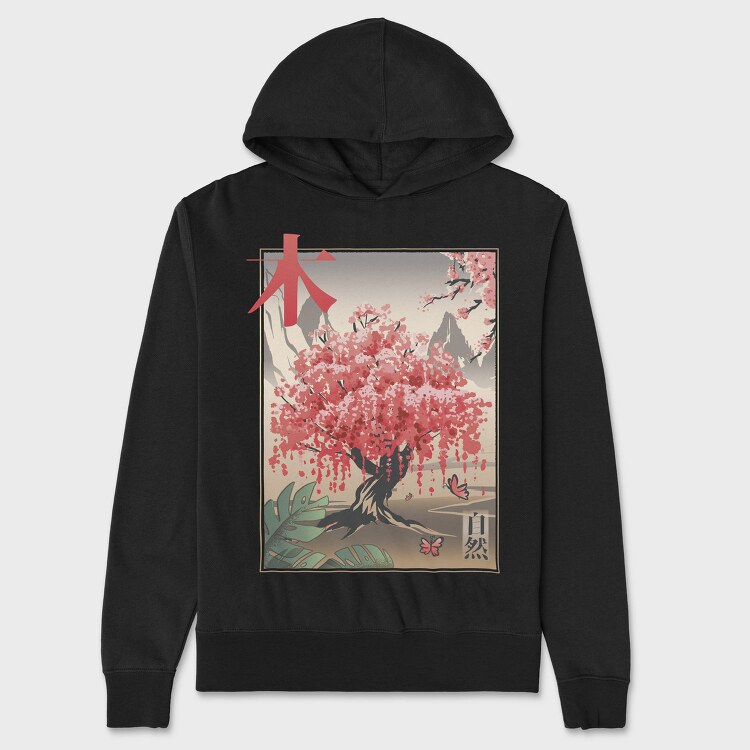 Traditional Japanese Sakura Tree, Hanorac Oversize Barbati (Unisex)