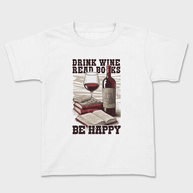 Wine And Books Happy Happiness, Tricou Copii
