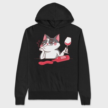 Wine Cat Drunk, Hanorac Oversize Barbati (Unisex)
