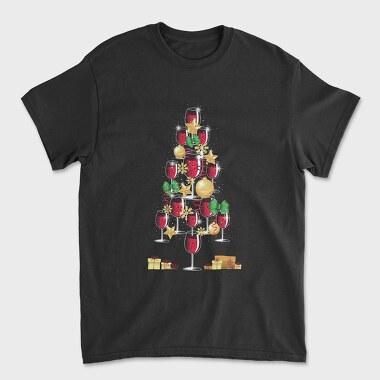 Wine Christmas Tree 001, Tricou Barbati (Unisex)