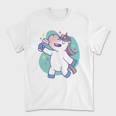Wine Unicorn Cartoon Drinking, Tricou Barbati (Unisex)