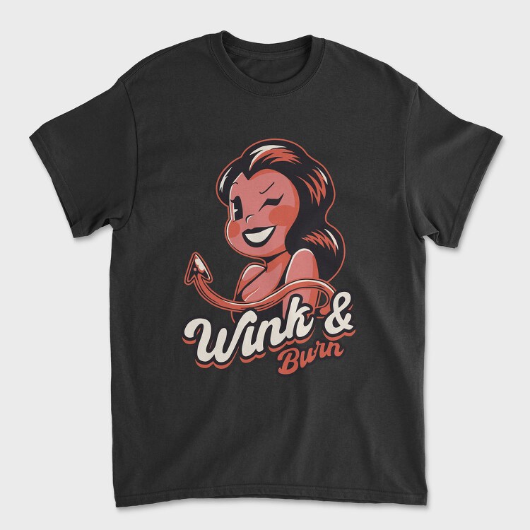 Winking Devil Pun Cartoon Girl Halloween, Tricou Barbati (Unisex)