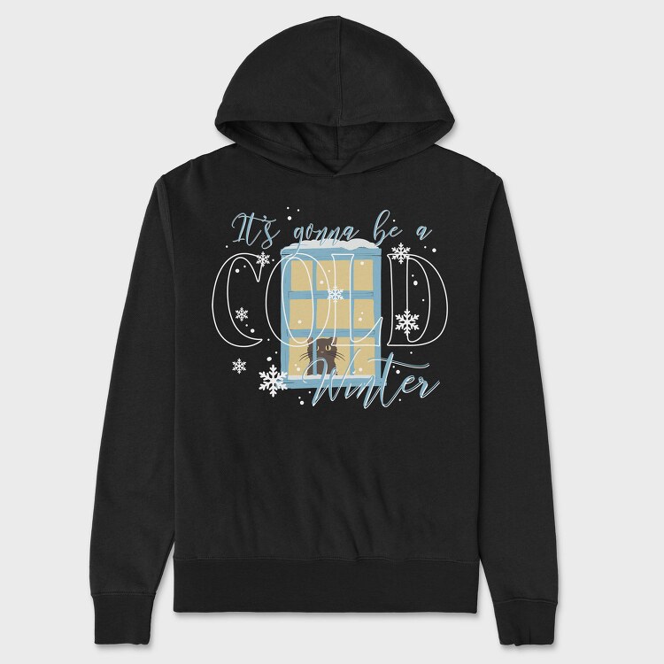 Winter Window Cat, Hanorac Oversize Barbati (Unisex)