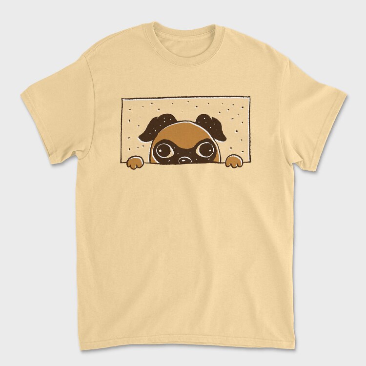 Peeking English Pug, Tricou Barbati (Unisex)