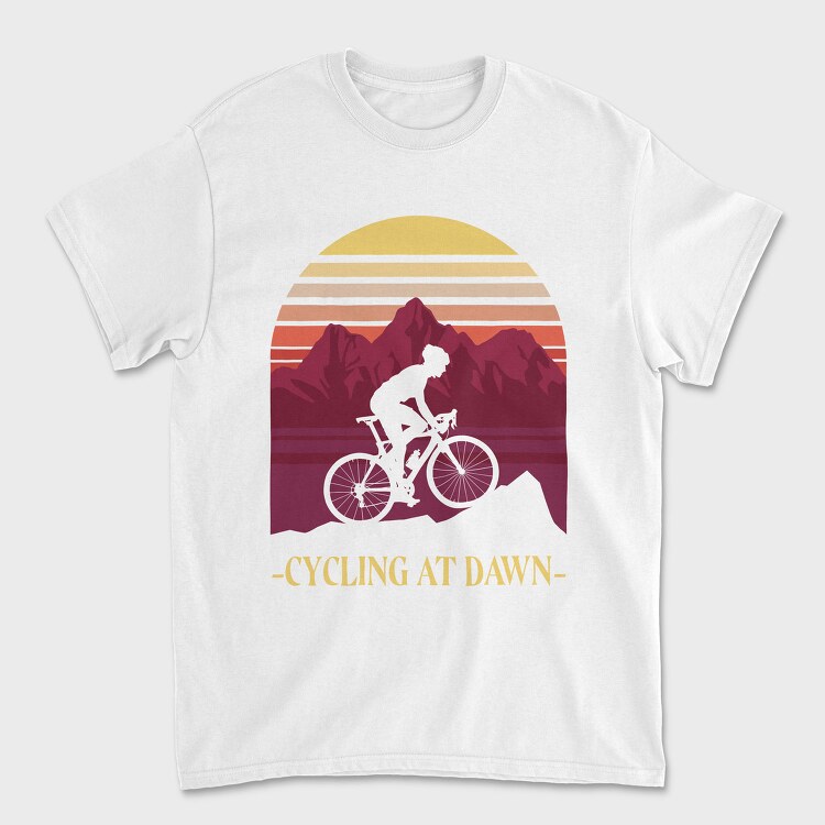 Person Cycling Retro Sunset Dawn, Tricou Barbati (Unisex)