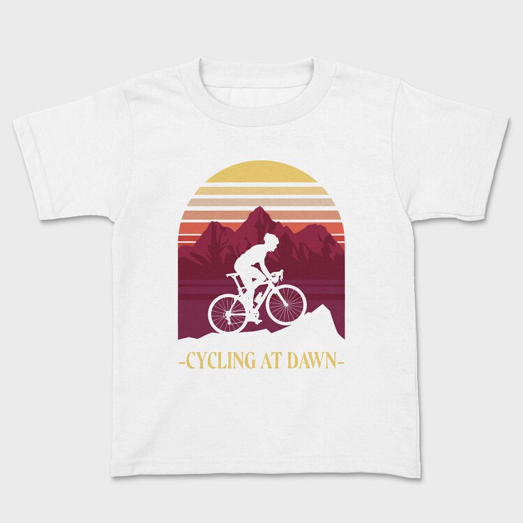Person Cycling Retro Sunset Dawn, Tricou Copii