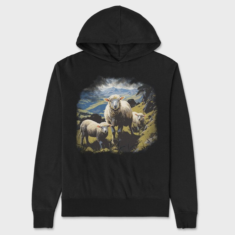 Sheep And Lambs Hillside, Hanorac Oversize Barbati (Unisex)