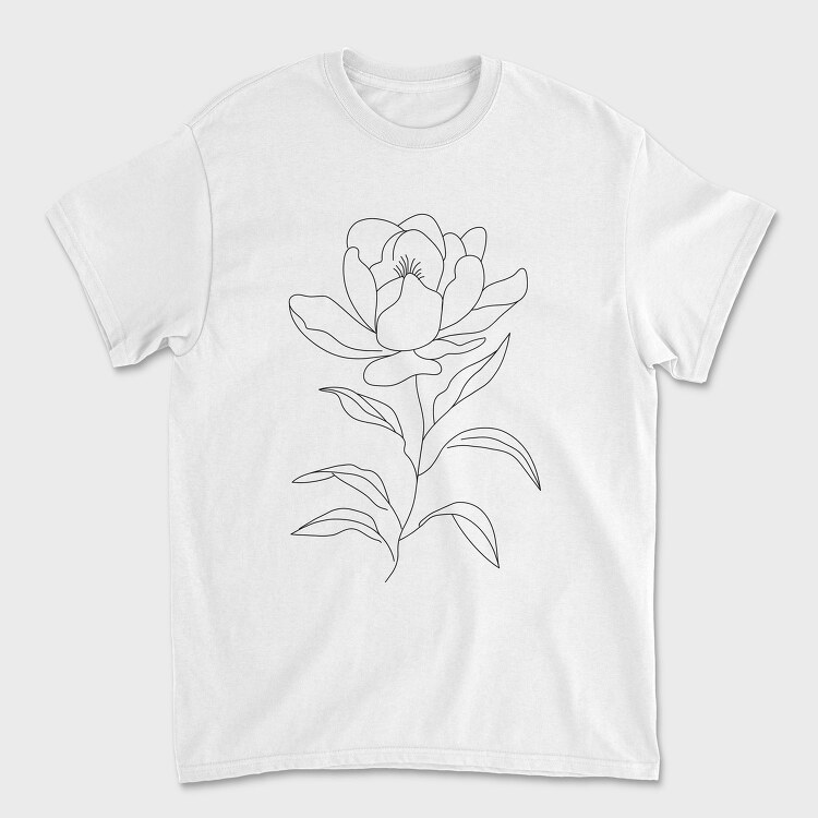 Magnolia Flower Line Art, Tricou Barbati (Unisex)