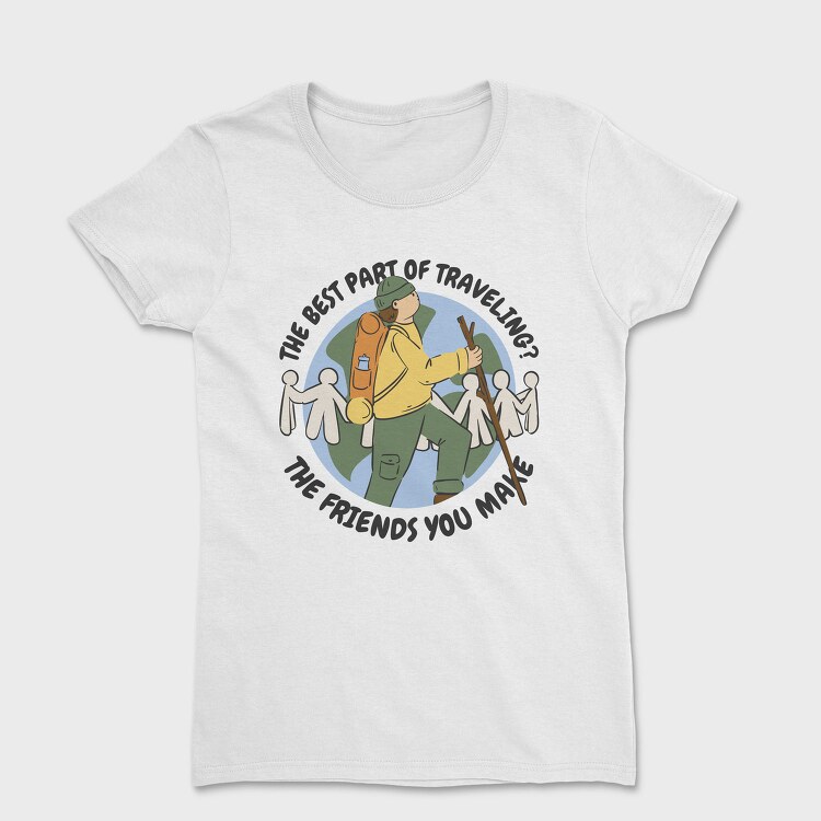 Man Hiking Over Planet Earth, Tricou Femei