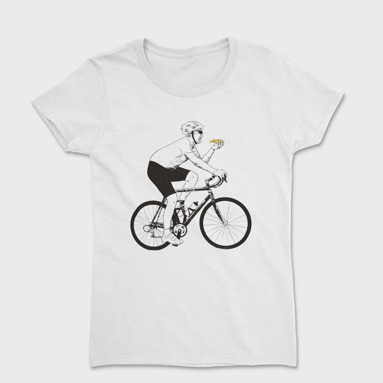 Man In Bicycle Eating Pizza Cyclist, Tricou Femei