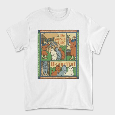 Medieval Cat Animal Painting Asking For Fish, Tricou Barbati (Unisex)